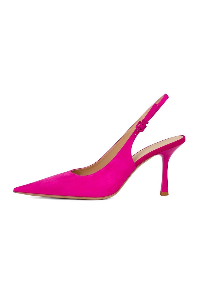 Pantofi slingback din piele intoarsa cu varf ascutit - Fucsia - Potamy - imagine 1