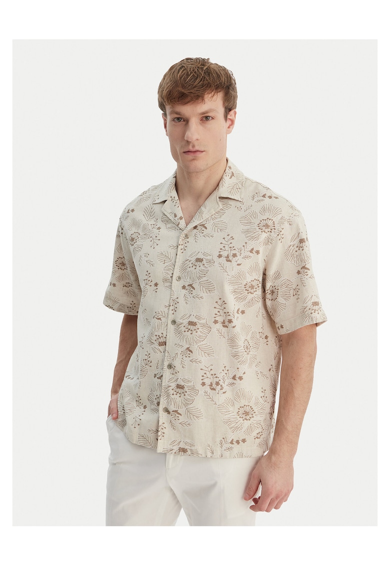 Camasa barbati - bej - 40% poliester - 22% viscoza - 21% in - 17% bumbac