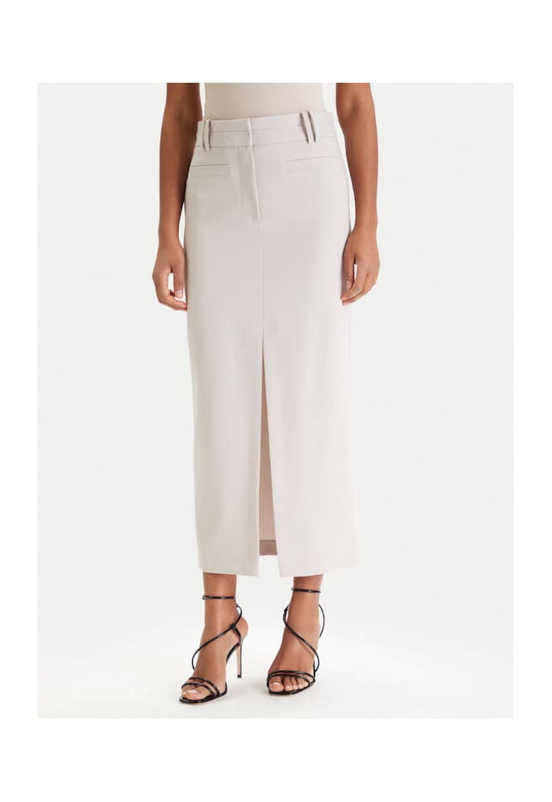 Fusta midi - gri - 72% poliester - 23% viscoza - 5% elastan