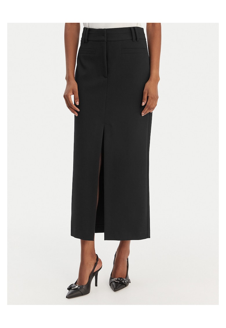 Fusta midi - neagra - 72% poliester - 23% viscoza - 5% elastan