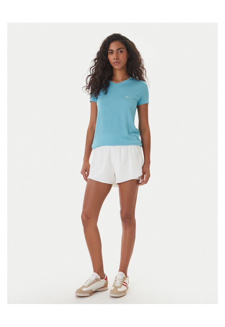 Tricou dama - turcoaz - bumbac/elastan