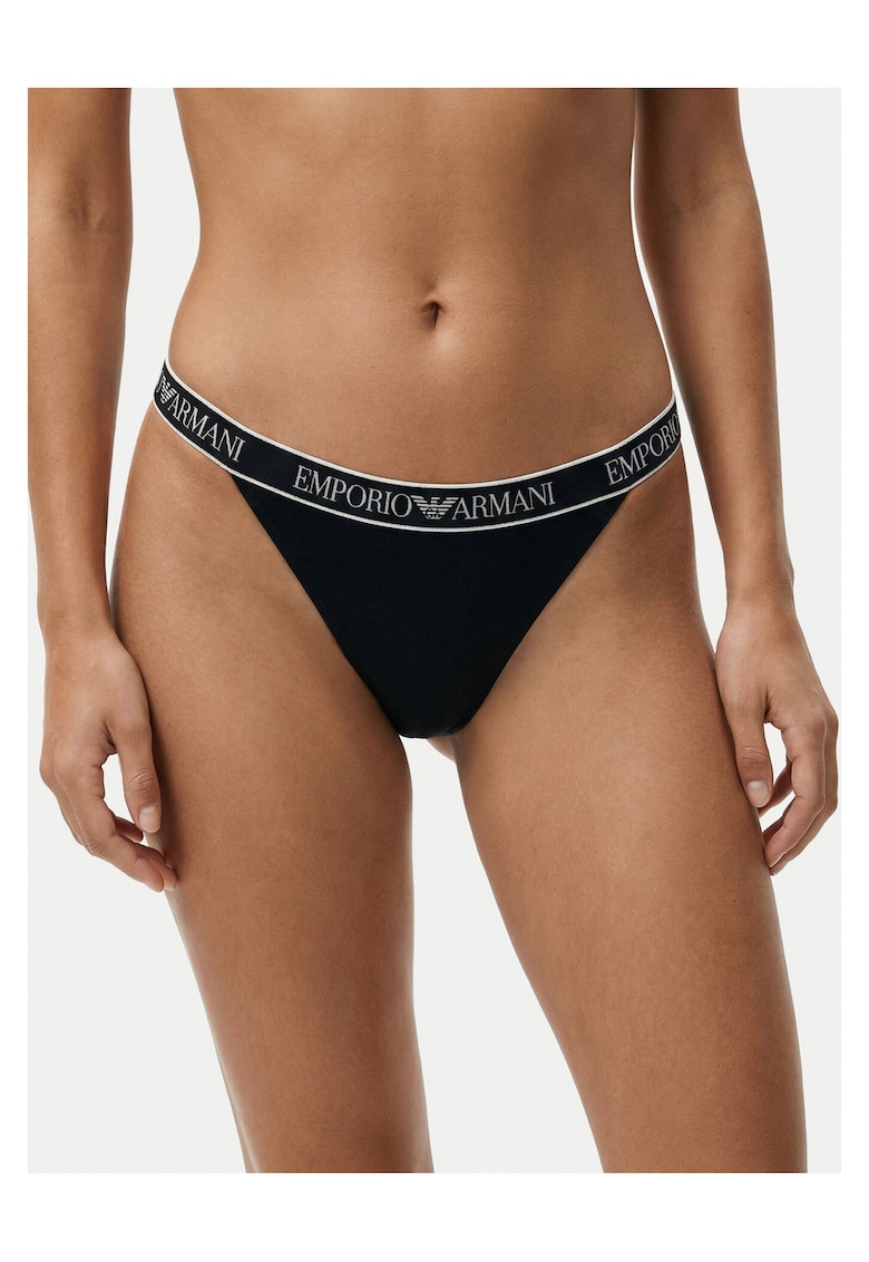 Set chiloti tanga Emporio Armani - bumbac - Negru