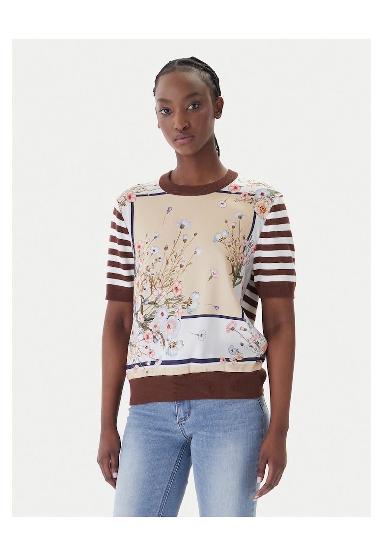 Tricou dama - bej - maro - viscoza