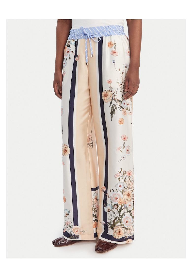 Pantaloni dama - poliester - croiala relaxata - bej