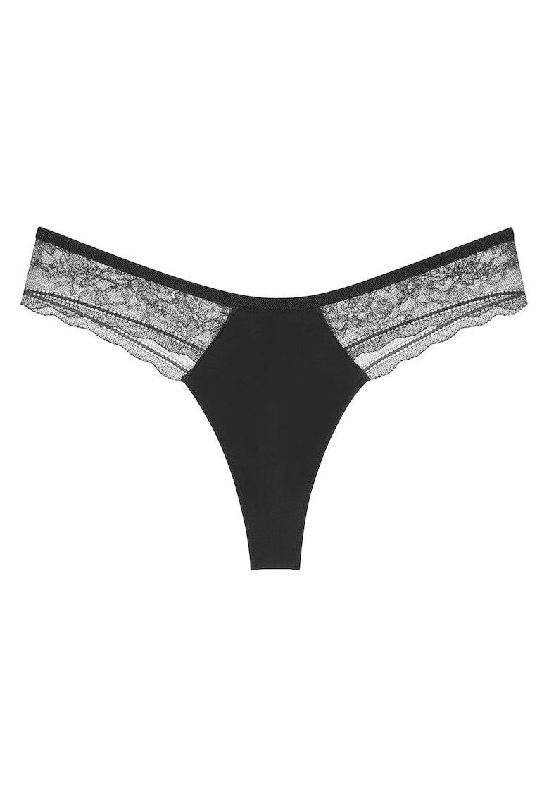 Chiloti tanga dama - negru - 55% poliamida - 35% poliester - 10% elastan