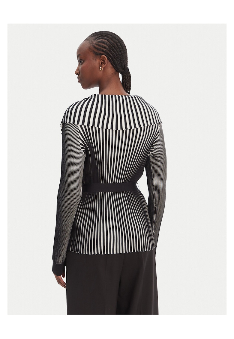 Cardigan dama - dungi - alb/negru - 65% viscoza - 35% poliamida