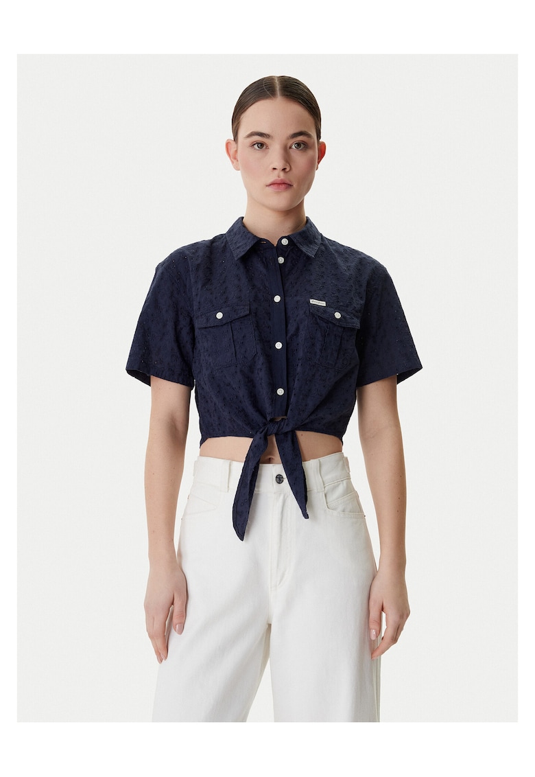 Camasa dama - bumbac - bleumarin - sistem inchidere nasturi