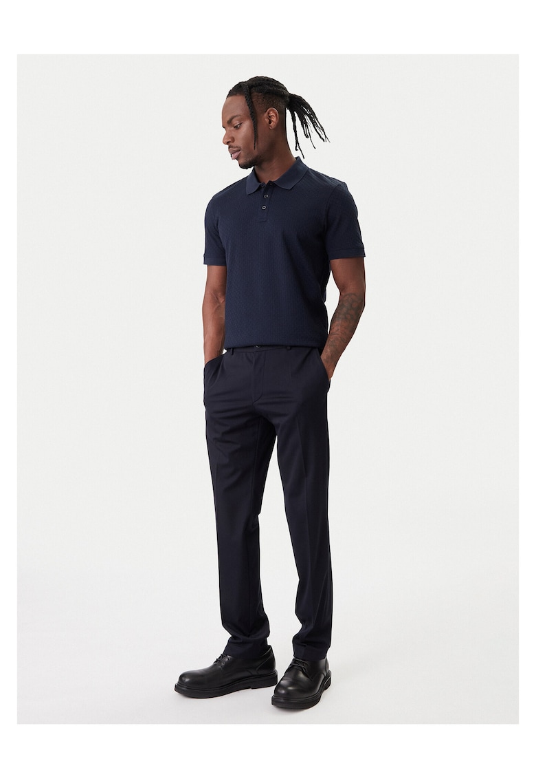 Pantaloni barbati - bleumarin - fermoar - viscoza/poliamida/elastan - Bleumarin