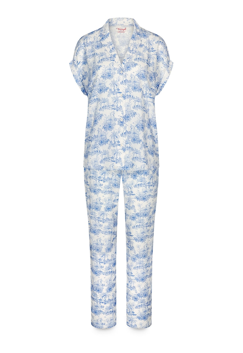 Pijamale dama - Viscoza - nasturi - albastru