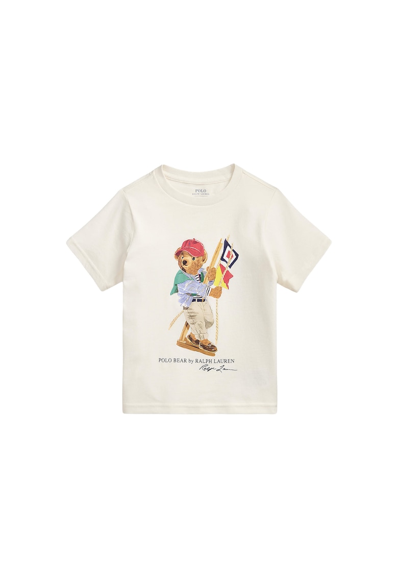 Tricou copii - bumbac - ecru - cu ursulet