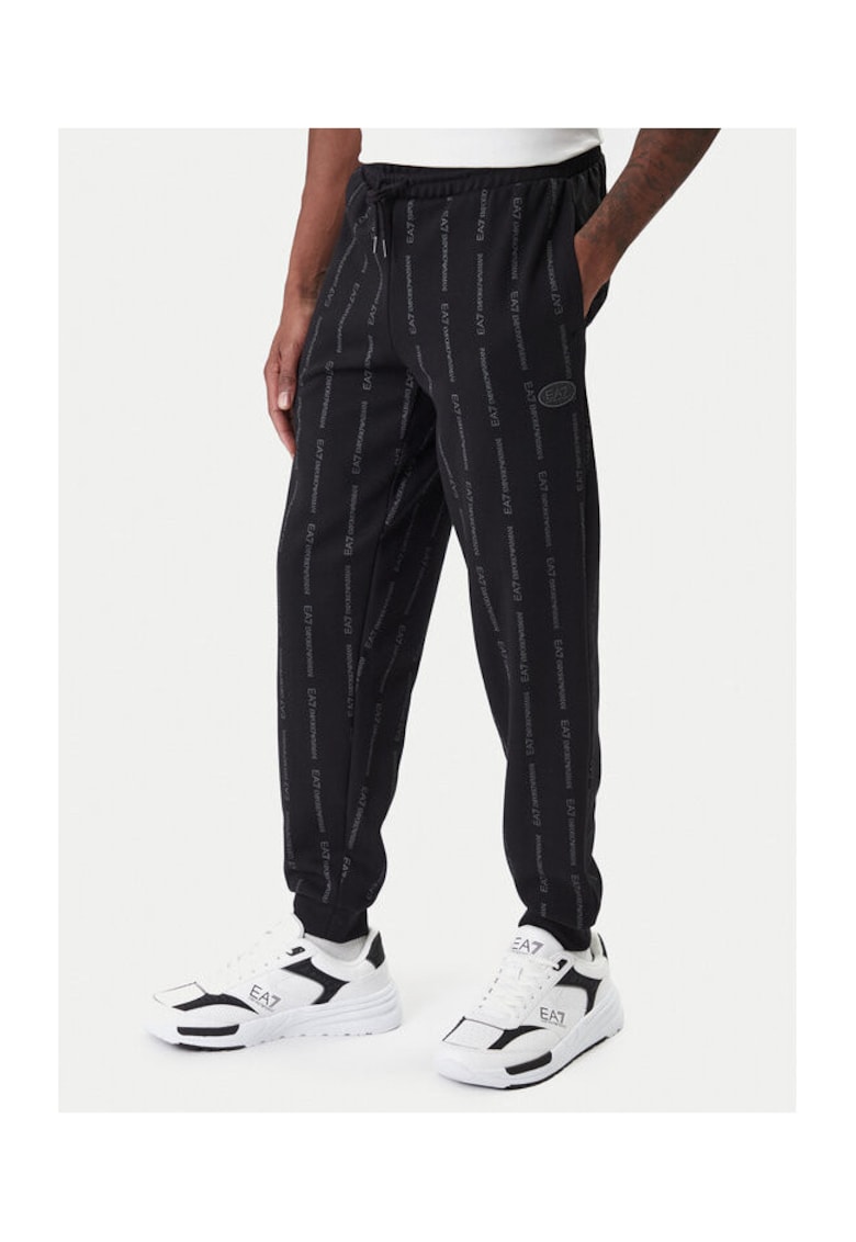 Pantaloni de trening barbati - bumbac si poliester - negru - Negru