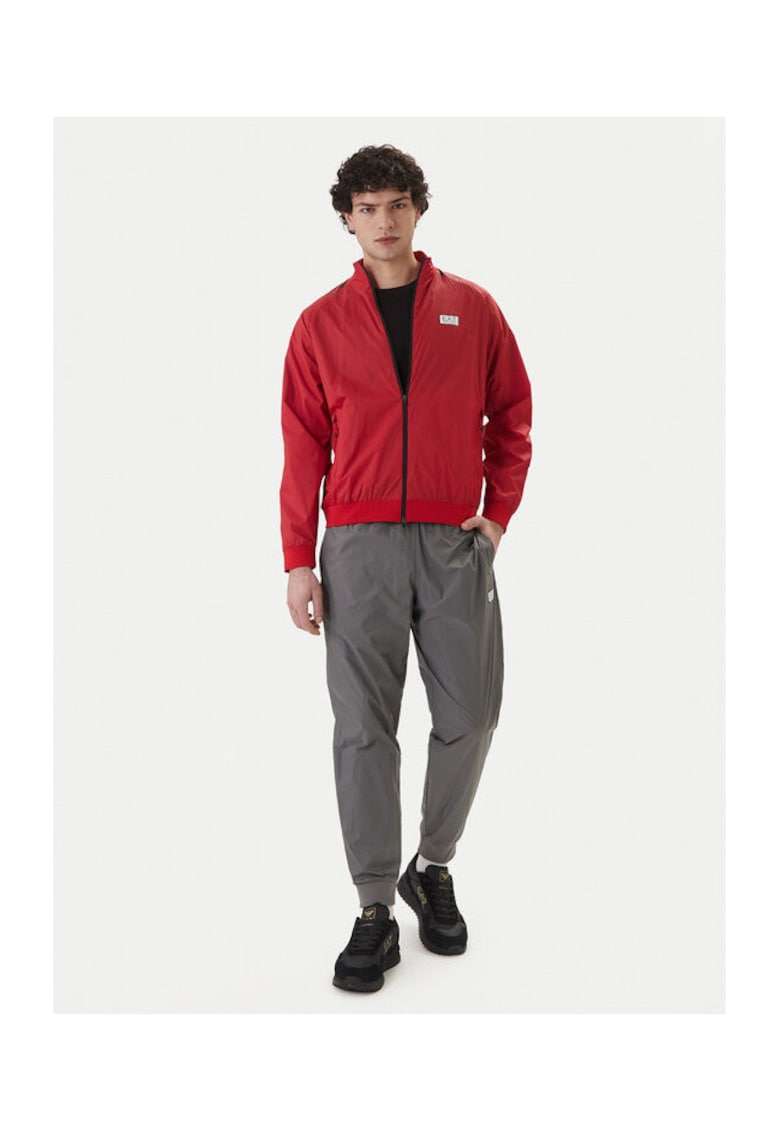 Trening lifestyle barbati - Dres Barbati - fermoar - rosu - poliamida