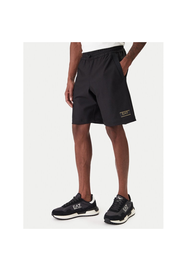 Pantaloni scurti sport Barbati - poliester - negru - 90% poliester - 10% elastan