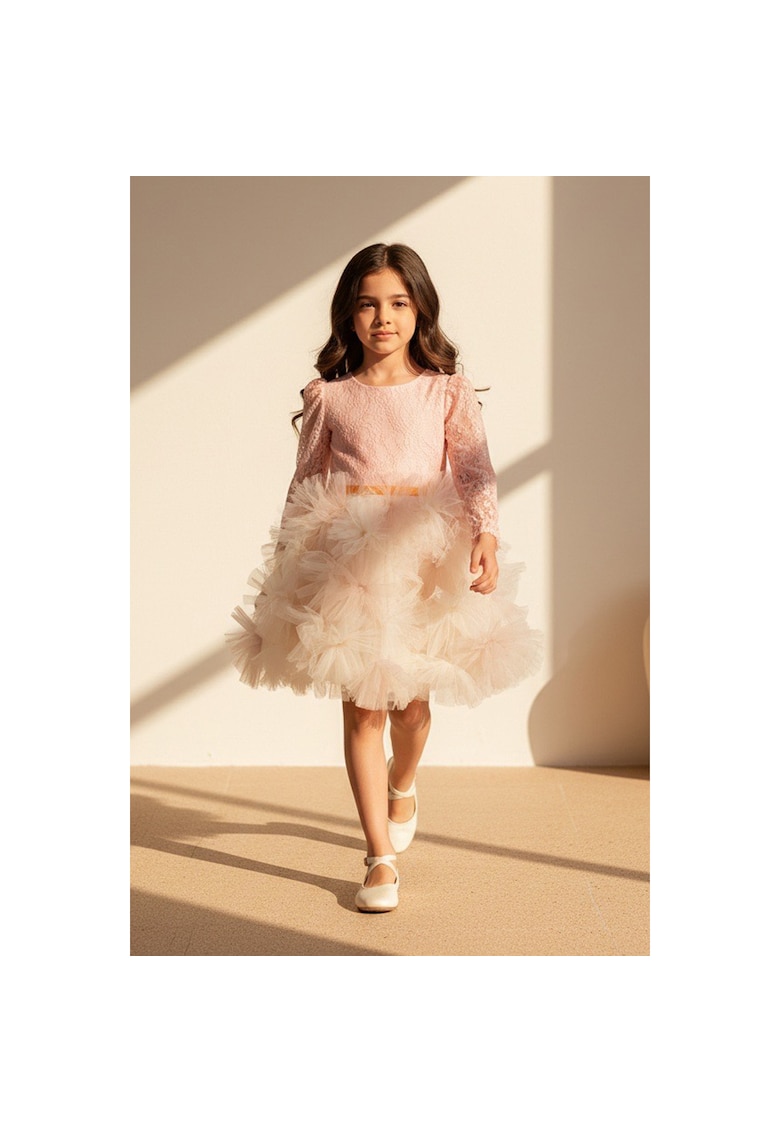 Rochie din brocard si tul - Roz