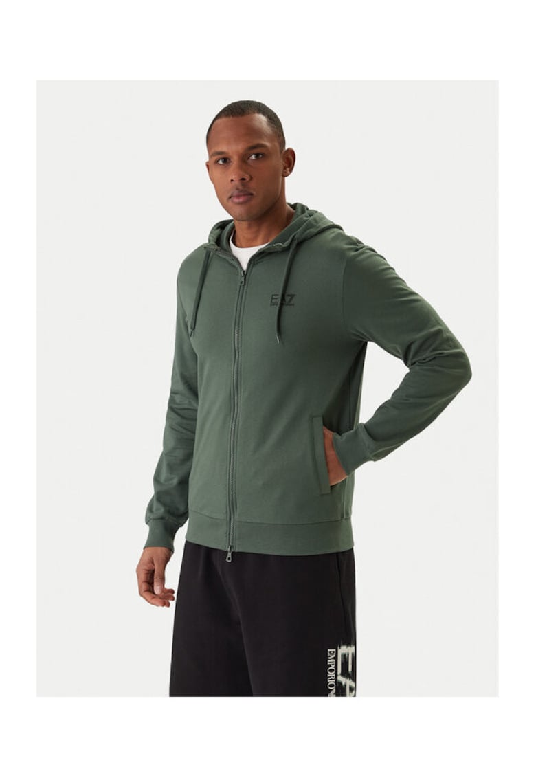 Hanorac barbati - fermoar - verde - bumbac -
