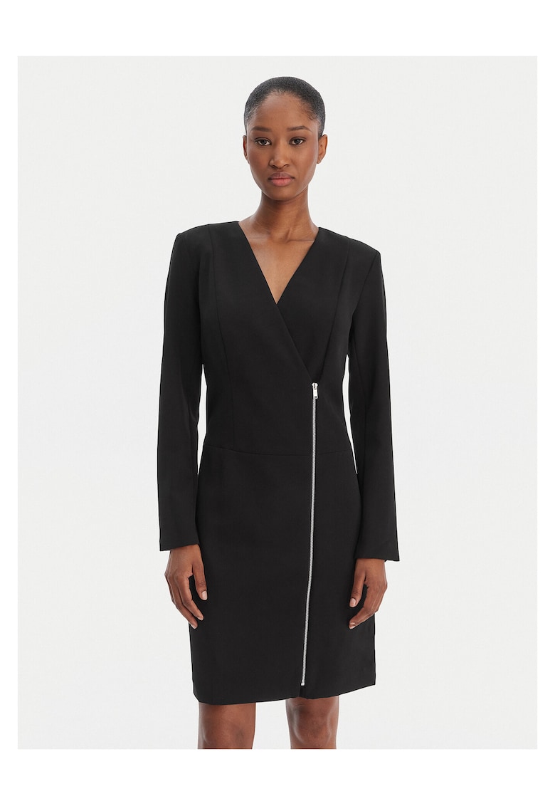 Rochie de cocktail - neagra - poliester - fermoar