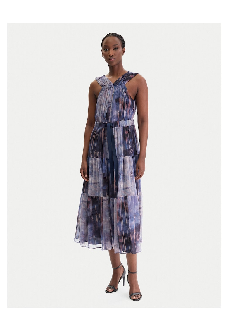 Rochie cocktail - fermoar - bleumarin - poliester - Bleumarin