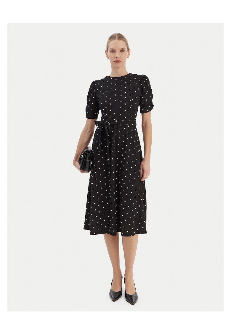 Rochie de zi - neagra - poliester - fermoar -
