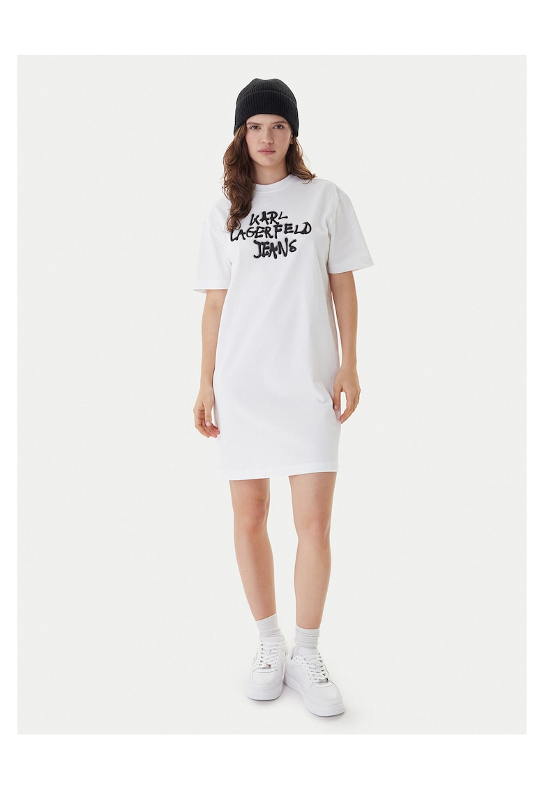 Rochie casual - bumbac organic - alb