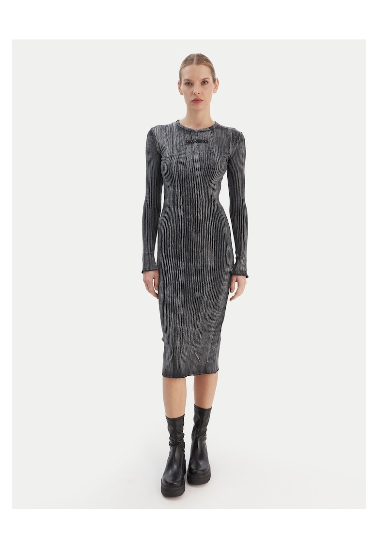 Rochie casual - dungi - gri - bumbac