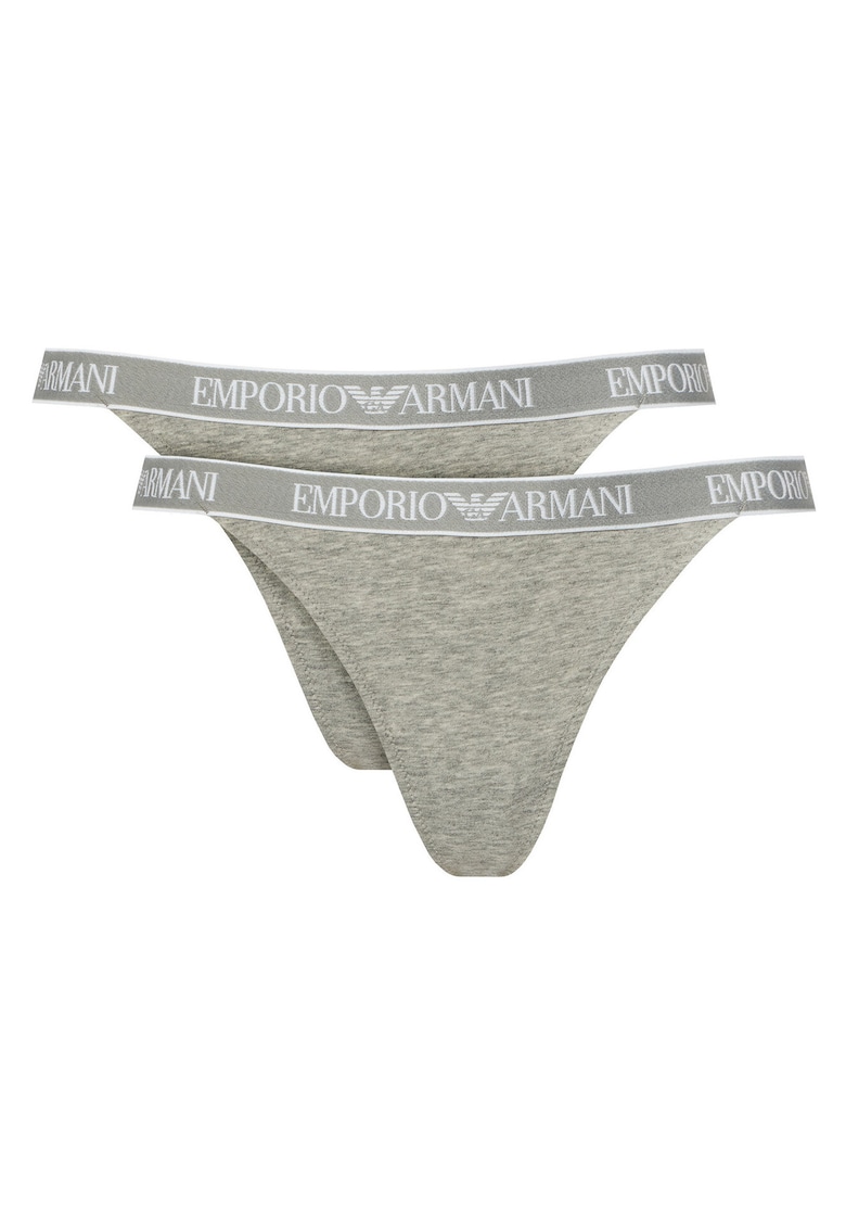 Set chiloti tanga Emporio Armani - bumbac - gri - Gri