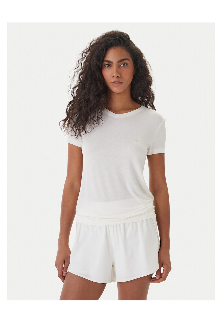 Tricou dama - bumbac - alb - 95% bumbac - 5% elastan -