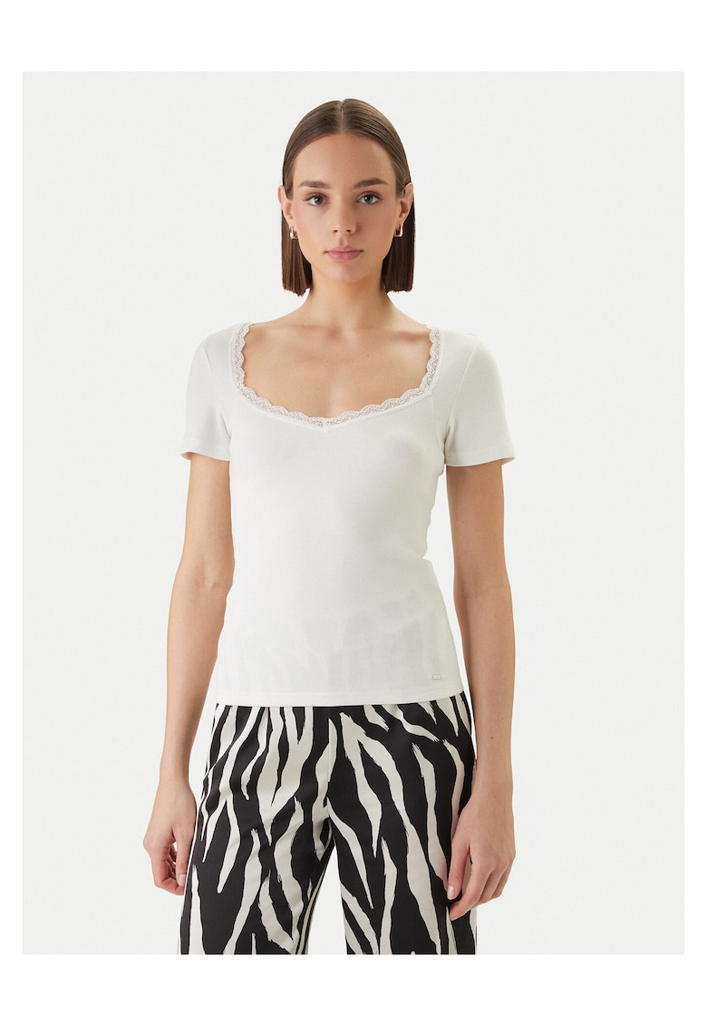 Bluza dama - slim fit - alb - 54% bumbac - 43% viscoza - 3% elastan - Alb