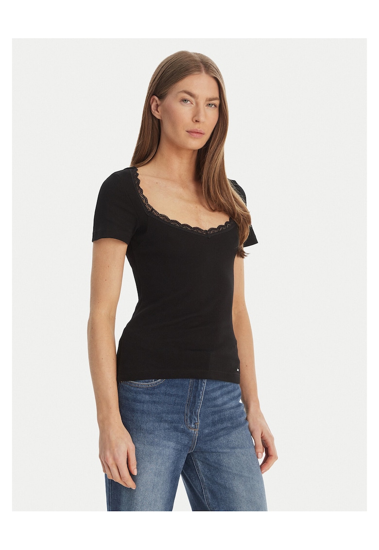 Bluza dama - slim fit - negru - bumbac -