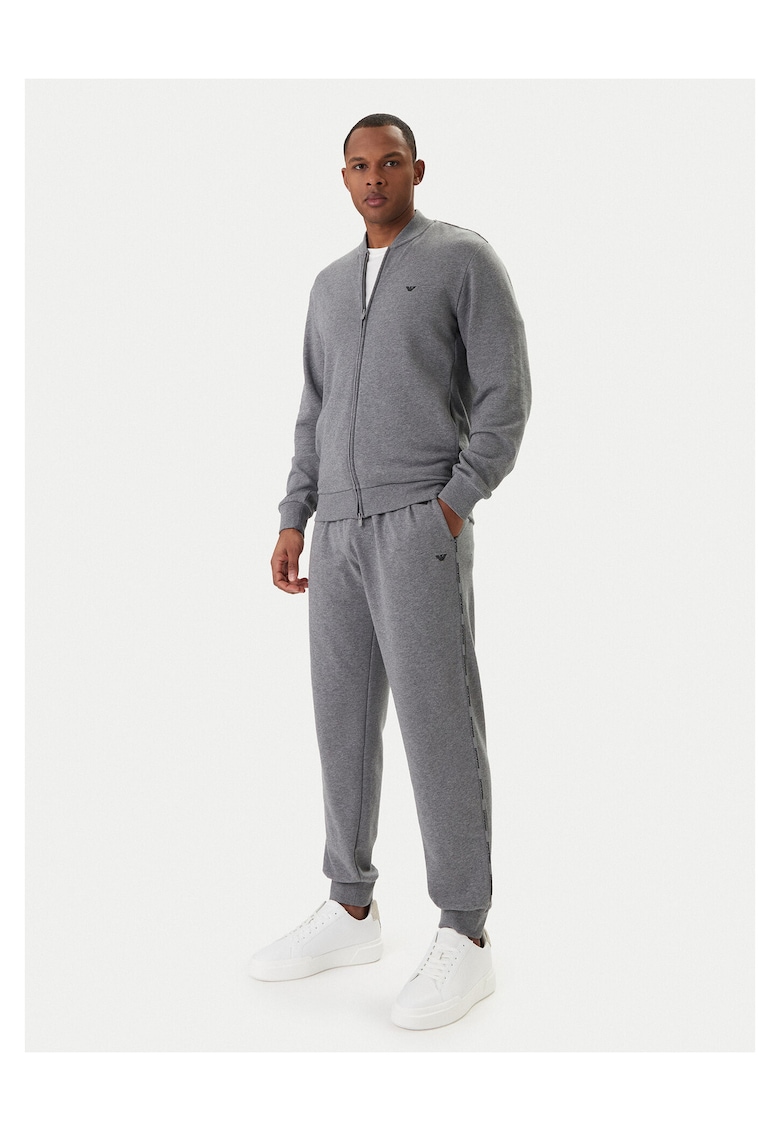 Trening barbati - Emporio Armani - fermoar - gri - 75% bumbac - 25% poliester