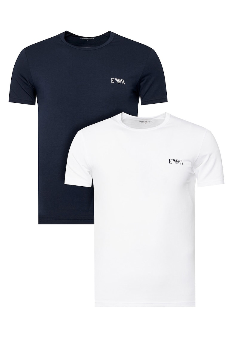 Tricouri barbati Emporio Armani - bumbac - slim fit - Alb/Bleumarin