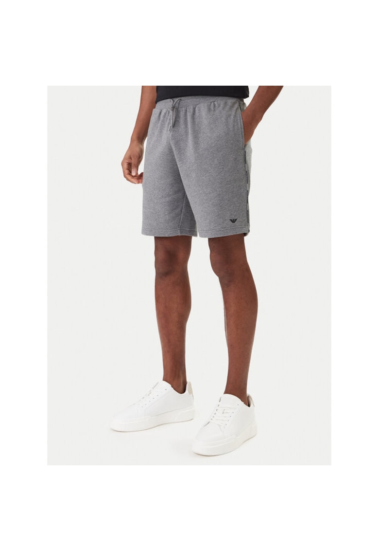 Pantaloni scurti sport Barbati - Emporio Armani - gri - bumbac 75% - poliester 25%