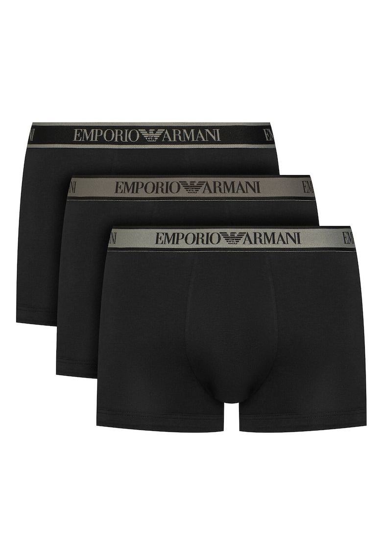 Set 3 perechi boxeri Emporio Armani - din bumbac - negru - 95% bumbac - 5% elastan