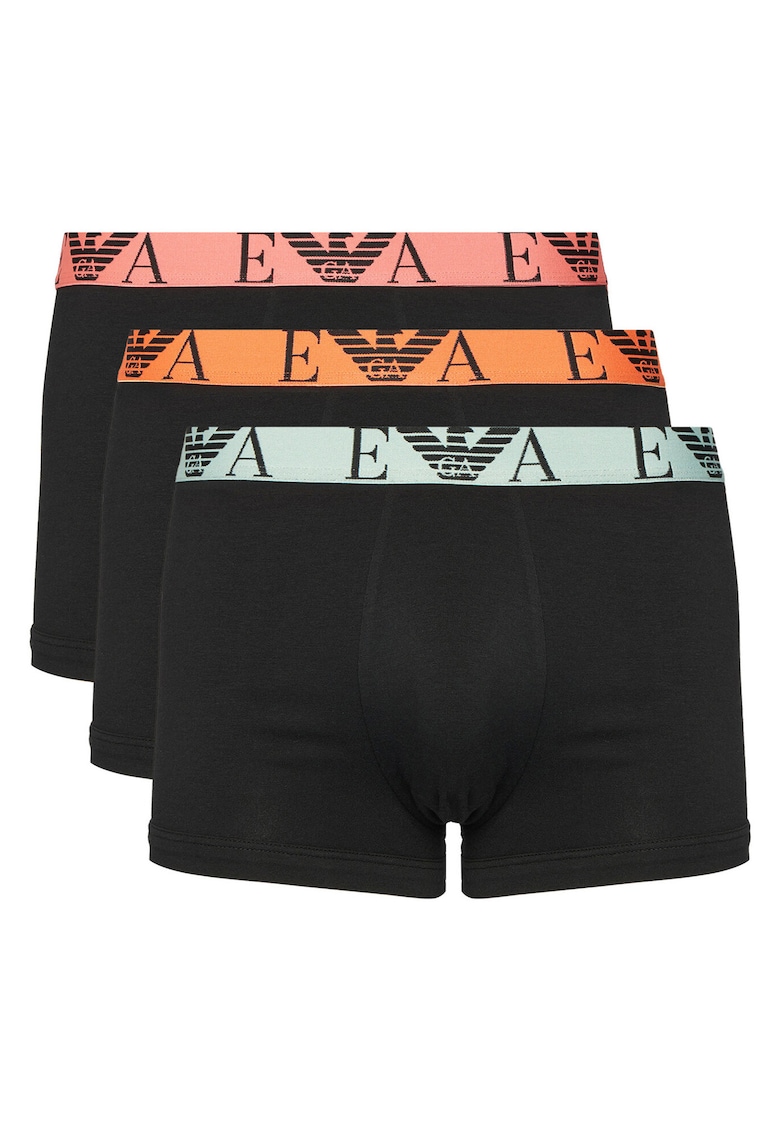 Set 3 perechi boxeri Emporio Armani - bumbac - negru - 95% bumbac - 5% elastan