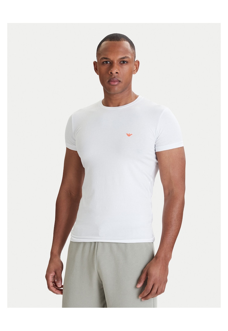 Tricou barbati - Emporio Armani - slim fit - alb - bumbac - Alb