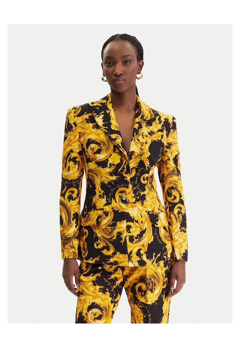 Sacou dama - slim fit - negru - poliester - Negru/Galben