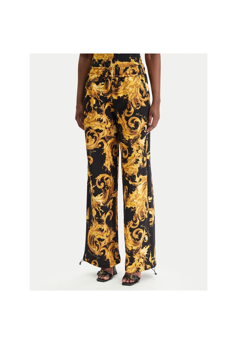 Pantaloni sport dama - bumbac - negru - auriu -