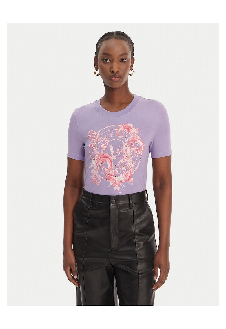 Tricou dama - slim fit - violet - bumbac