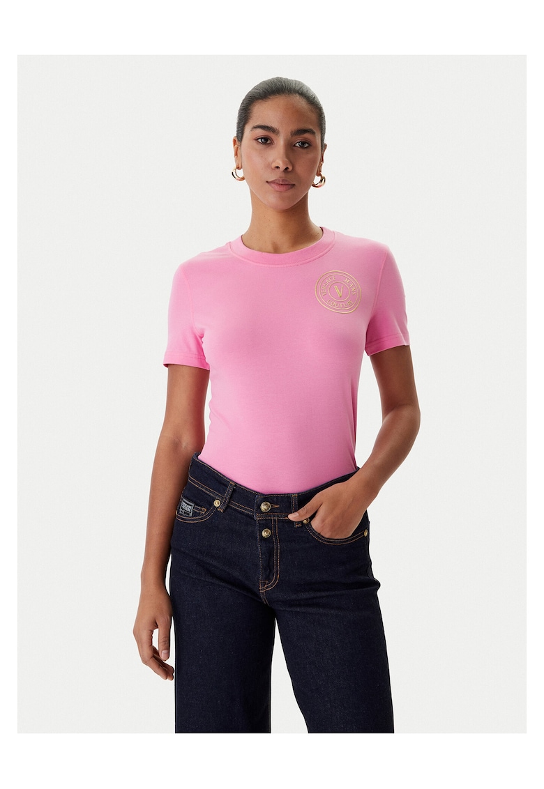 Tricou dama - slim fit - roz - bumbac/elastandwqfwq - Roz