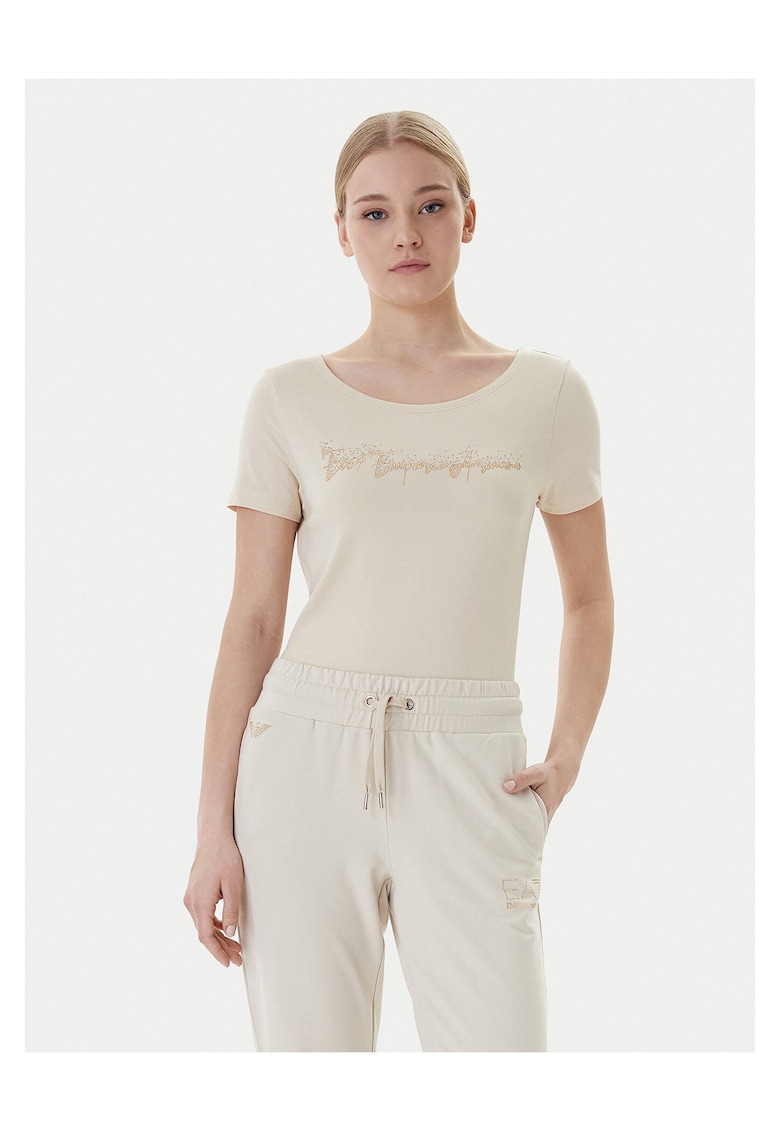 Tricou bej din bumbac pentru dama - Bej
