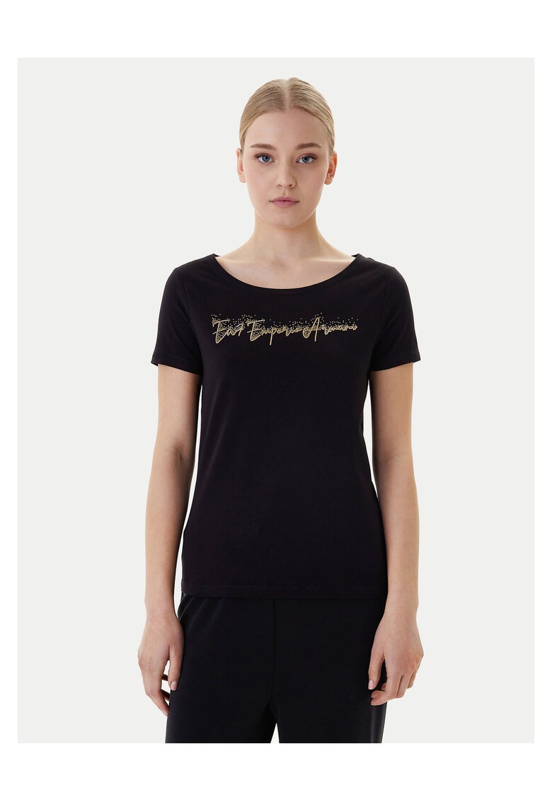 Tricou dama - slim fit - negru - bumbac/elastan - Negru