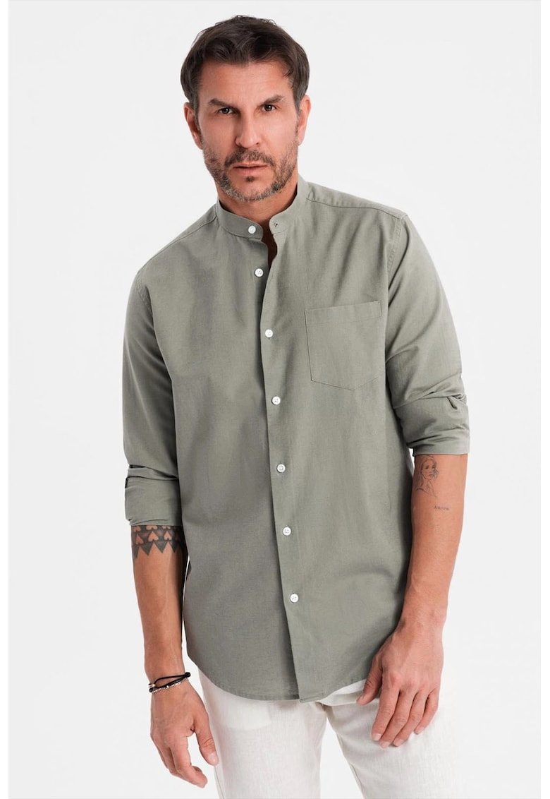 Camasa-tunica de in si bumbac - Kaki