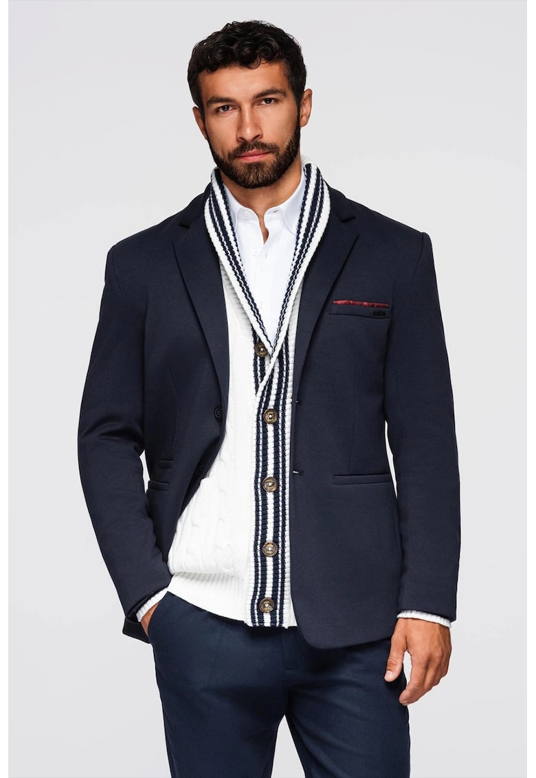 Sacou cu buzunare cu refilet - Bleumarin