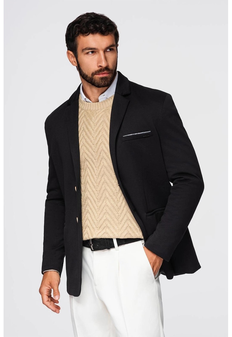 Sacou cu buzunare cu refilet - Negru