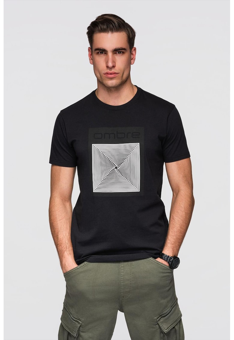 Tricou slim fit cu imprimeu - Alb/Negru