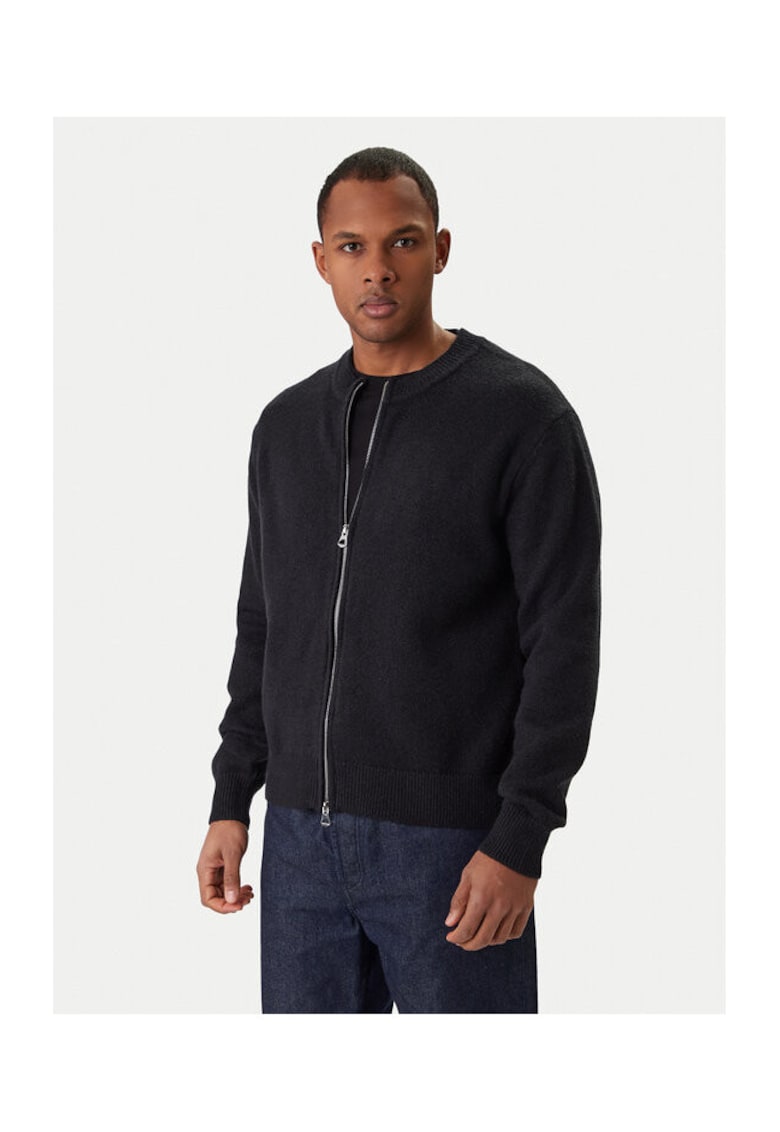 Cardigan barbati - fermoar - acril - negru