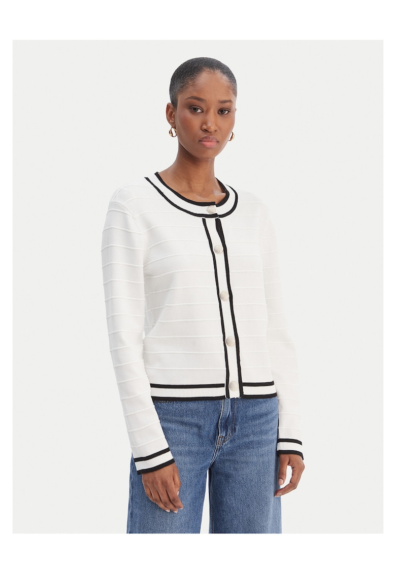Cardigan dama - alb - viscoza - cu nasturi