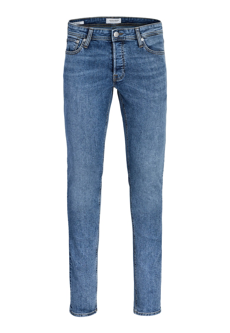 Blugi barbati - slim fit - cu fermoar - albastru - 66% bumbac organic