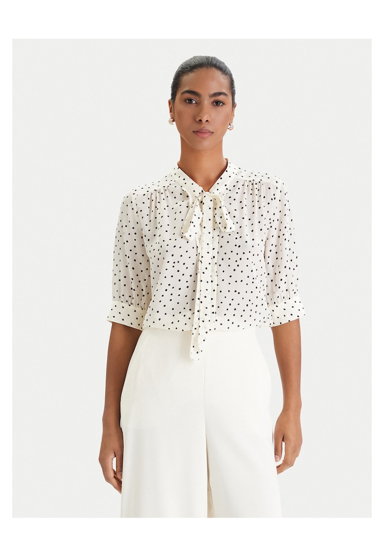 Bluza dama - buline - ecru - 50% matase - 50% viscoza