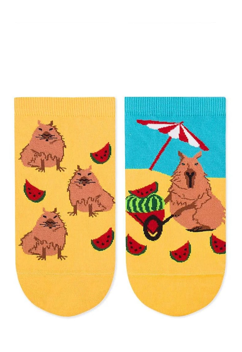 Sosete scurte bumbac Arty Socks cu Capibara la Plaja