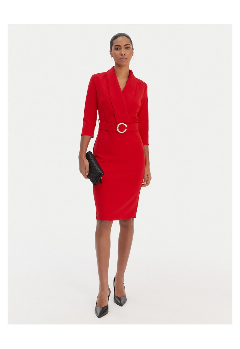 Rochie de cocktail - rosie - poliester - fermoar